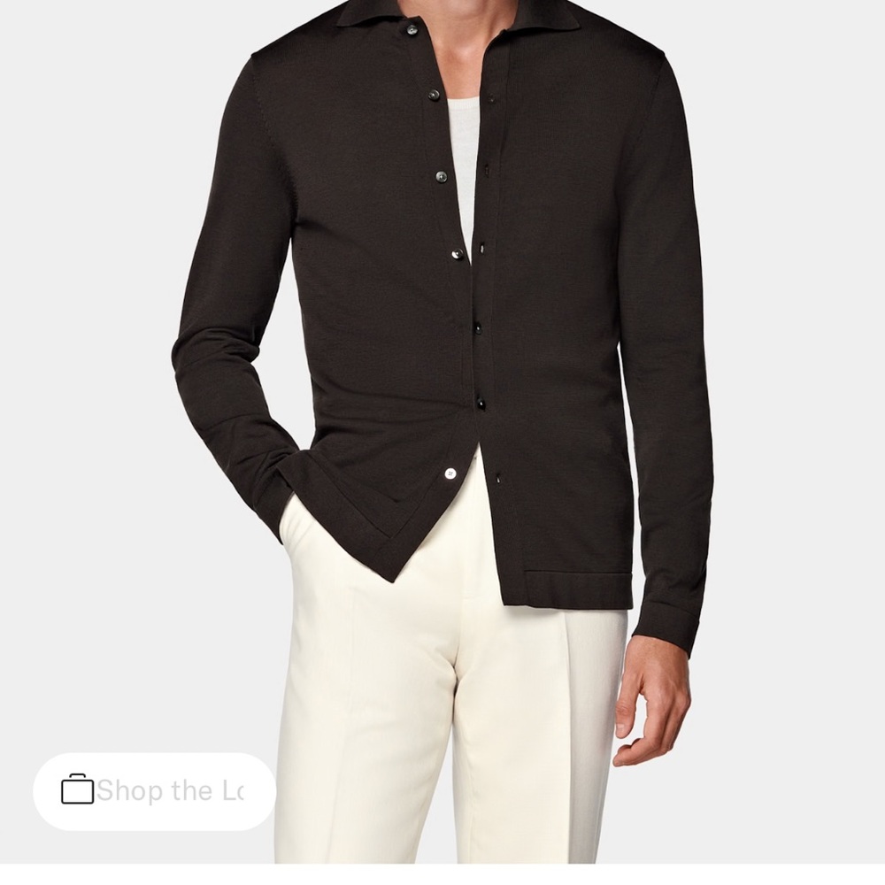 Suitsupply Brown cotton silk cardigan Shirt size xl